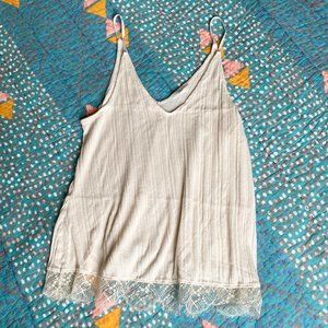 SKIN Ribbed Lace Cami Lingerie Pajama Top - Size M